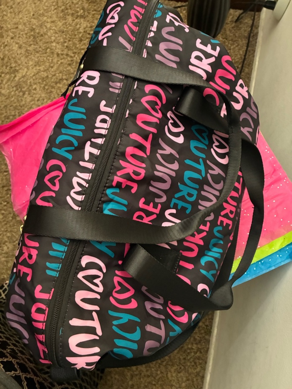 Juicy couture Love Letter duffle. Big juicy tote. Black background - Picture 7 of 11